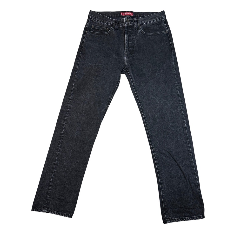 Supreme New York Slim Fit Washed Black Denim Jeans Made in USA Mens Size 30